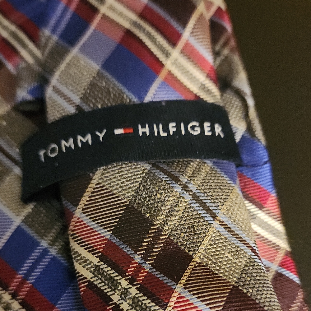 Tommy Hilfiger Plaid Tie - Red, Blue, Brown